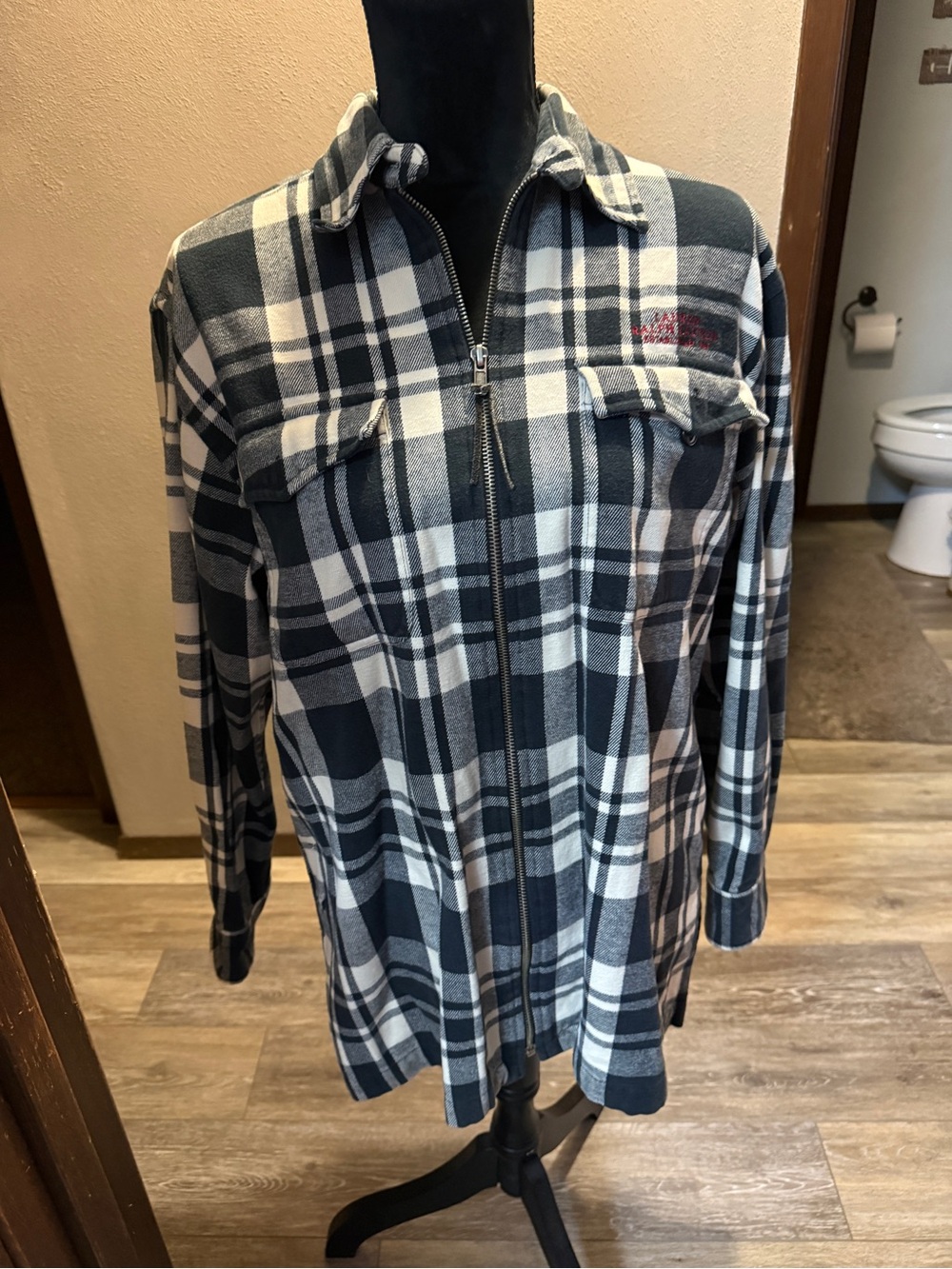 Lauren Ralph Lauren Navy and White Plaid Shirt Jacket
